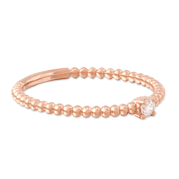 FJ0252 925 Sterling Silver Diamond Beaded Ring