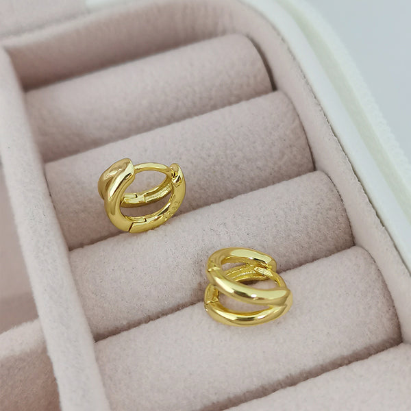 FE1799 925 Sterling Silver Double Band Hoop Erring