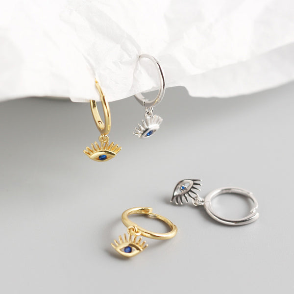 YHE0156 925 Sterling Silver Evil Eye Dangle Earring For Women