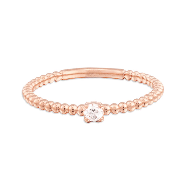 FJ0252 925 Sterling Silver Diamond Beaded Ring