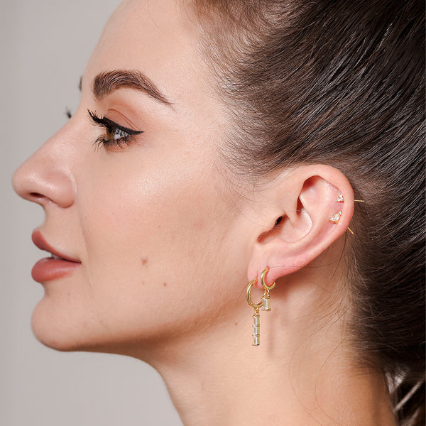 FE0676 925 Sterling Silver Crystal Hoop Earrings