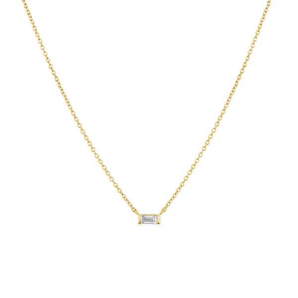 FX0314 925 Sterling Silver Rectangular Diamond Necklace