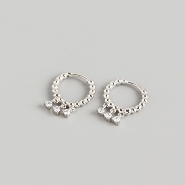 YHE0194 925 Sterling Silver Cubic Zirconia Bead Women Earring