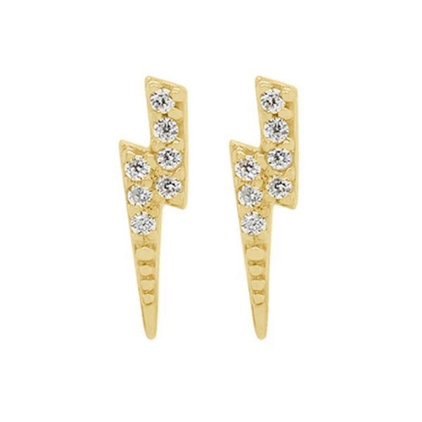 FE0045 925 Sterling Silver Bright Thunder Lightning Stud Earrings