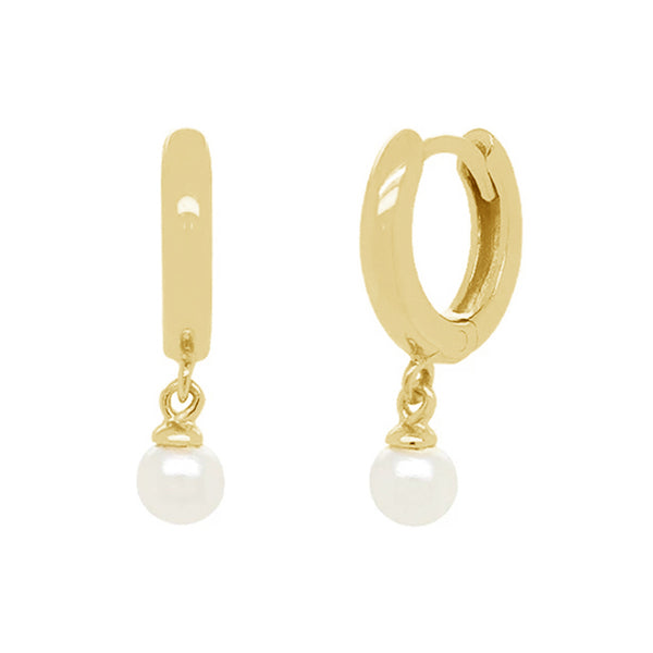 FE0039 925 Sterling Silver Pearl Huggie Earrings