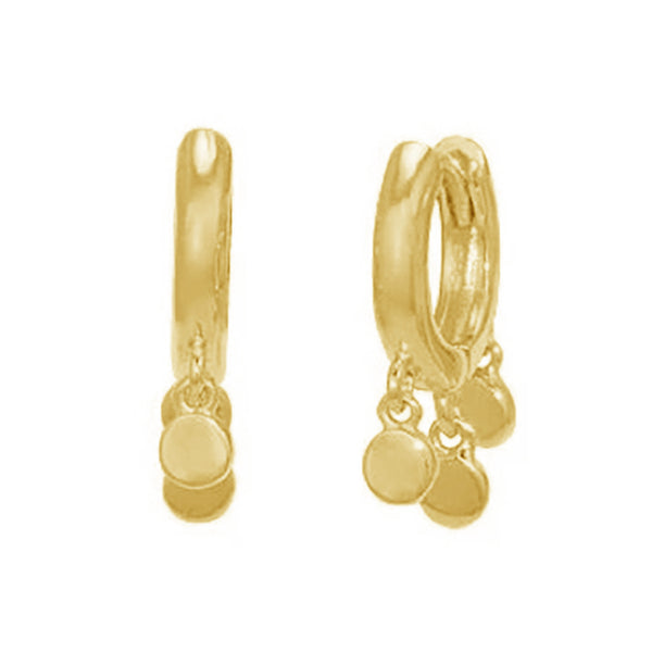 FE0034 925 Sterling Silver Shaker Disc Huggie Earrings