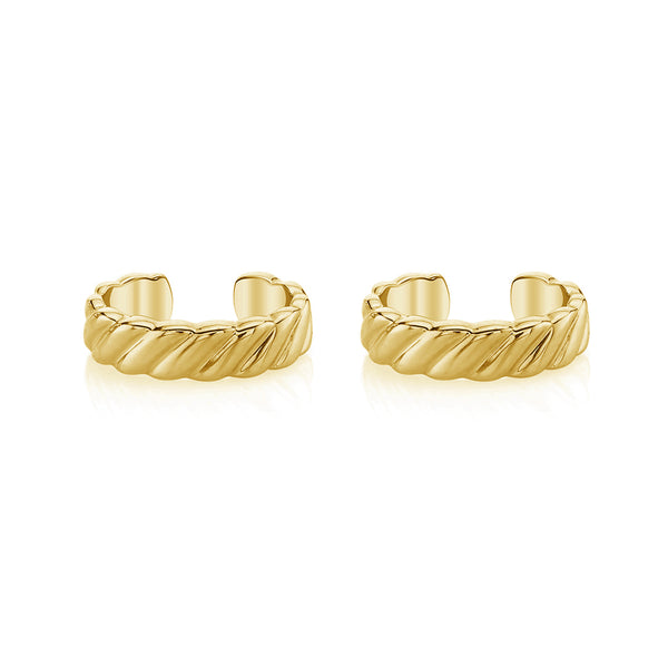 FE1256 925 Sterling Silver Thin Braid Cuff Earrings