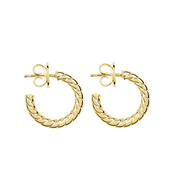 FE0286 925 Sterling Silver Gold Cabled Mini Hoop Earrings