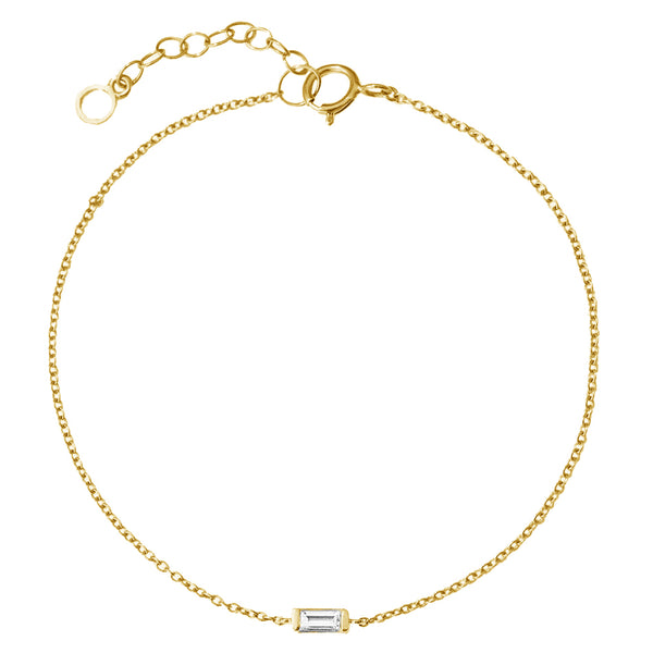 FS0151 925 Sterling Silver Solo Baguette Diamond Bracelet