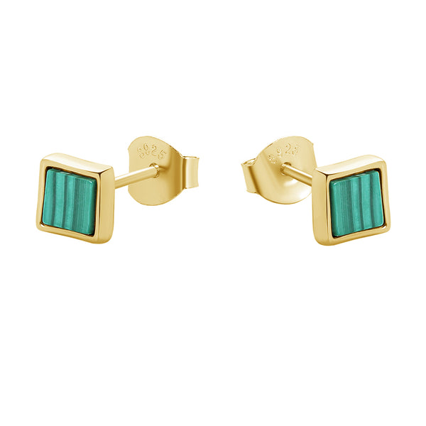 FE0918 925 Sterling Silver Malachite Stud Earrings