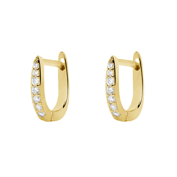 FE1300 925 Sterling Silver U Spark Gold Hoop Earrings