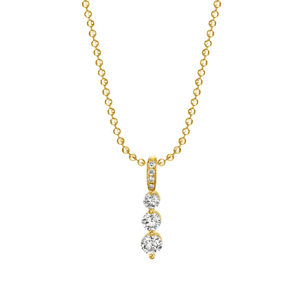 FX0437 925 Sterling Silver Triple Zircon Pendant Necklace