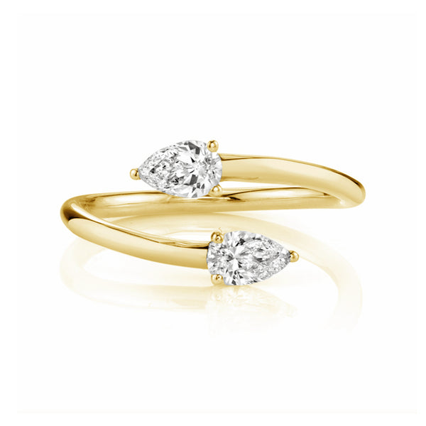 FJ0388 925 Sterling Silver Pear Zircon Claw Ring