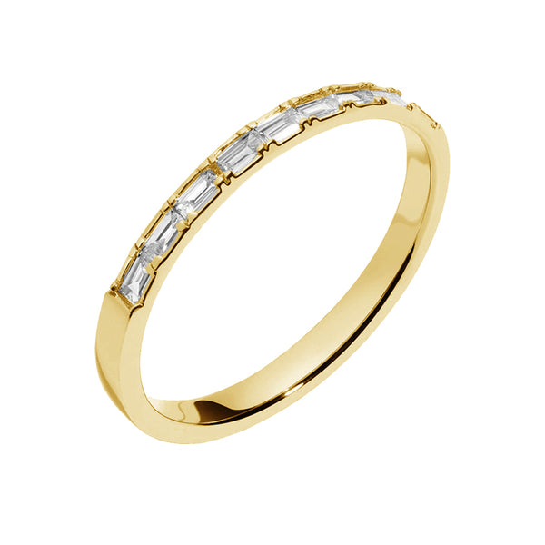 FJ0455 925 Sterling Silver Half Diamond Baguette Ring