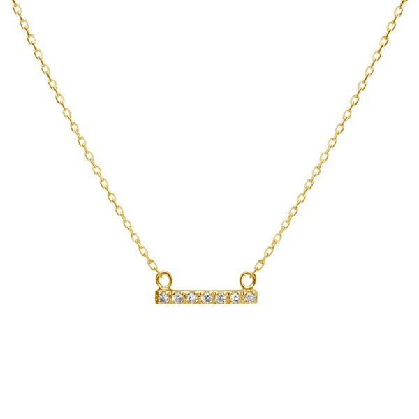 FX0386 925 Sterling Silver Midi Crystal Bar Pendant Necklace