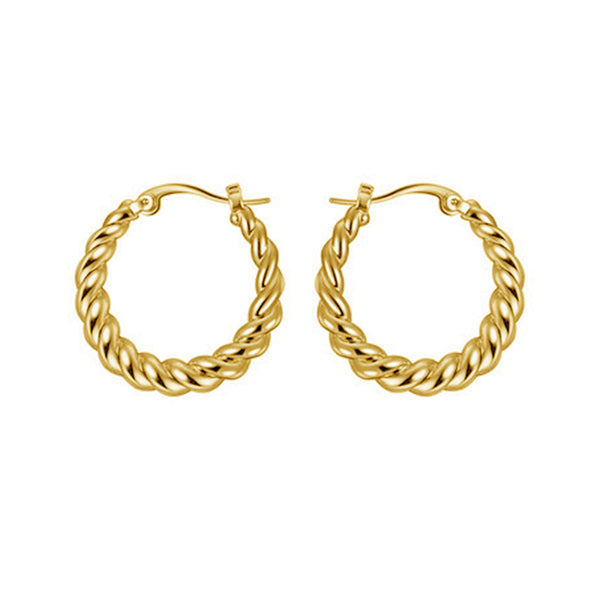 FE1186 925 Sterling Silver New Croissant Twist Hoop Earrings