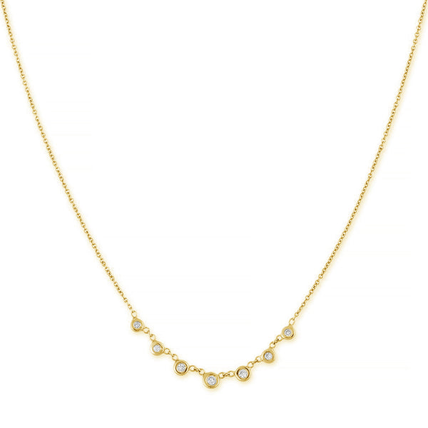 FX0444 925 Sterling Silver Seven Zircon Bezel Necklace