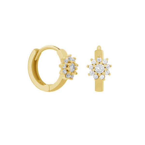 FE1159 925 Sterling Silver Flower Zircon Hoop Earrings