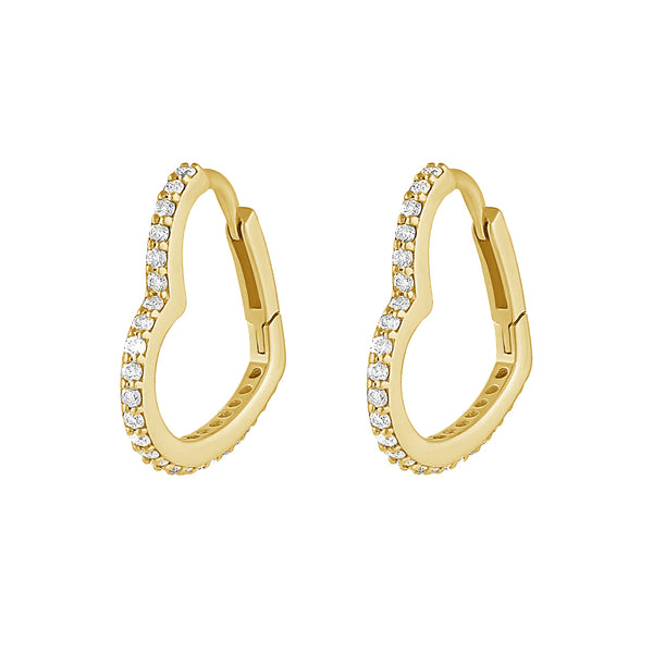 FE1992 925 Sterling Silver Pave Cibic Zirconia Heart Hoop Earrings For Women