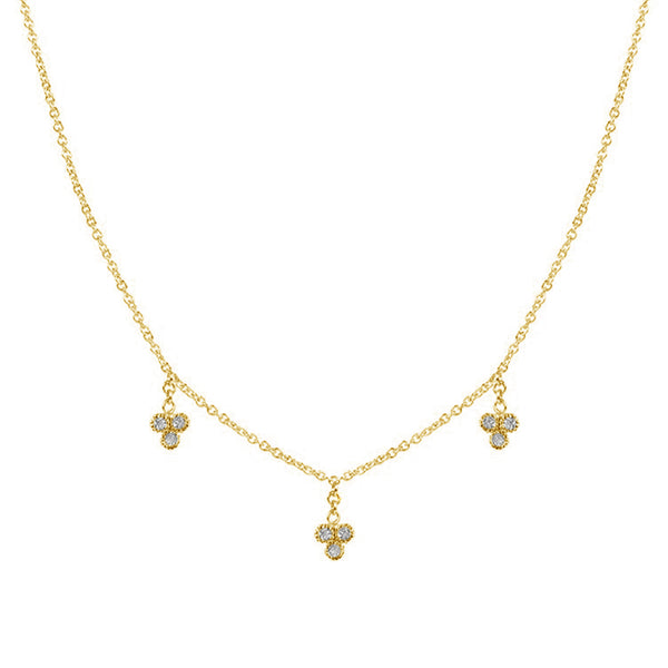 FX0449 925 Sterling Silver Cluster Zircon Pendant Necklace