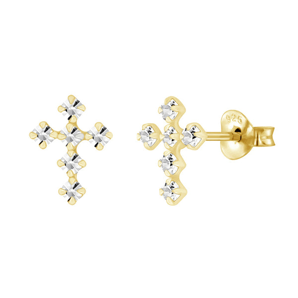 FE0141 925 Sterling Silver Stunning Cross Stud Earrings
