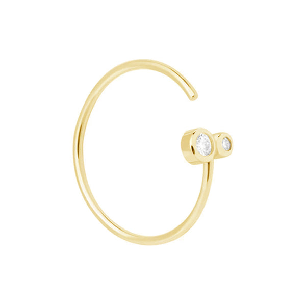 FJ0033 925 Sterling Silver Double Diamond Open Ring