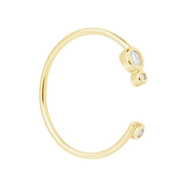 FJ0028 925 Sterling Silver Triple Diamond Open Ring