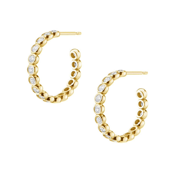 FE0239 925 Sterling Silver Diamond Bezel Eternity Hoop Earrings