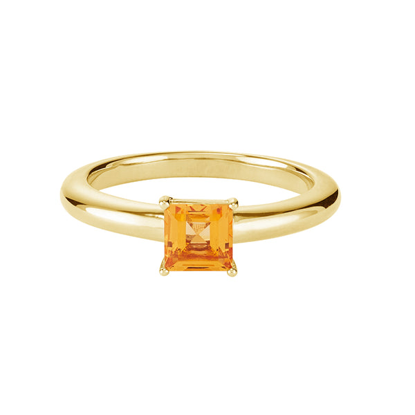 FJ0306 925 Sterling Silver Yellow Square Crystal Ring