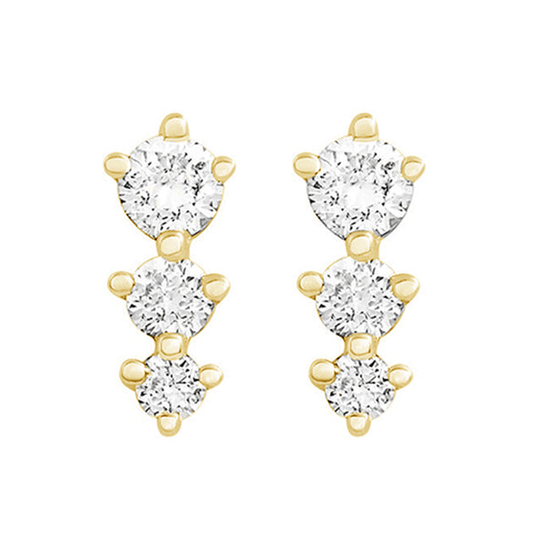 FE0312 925 Sterling Silver Crystal Triangle Earrings