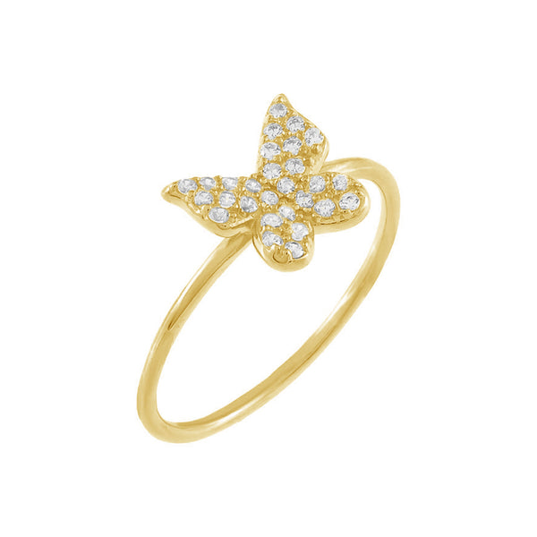 FJ0303 925 Sterling Silver Zircon Butterfly Ring