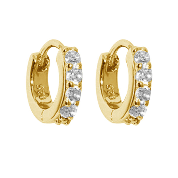 FE0890 925 Sterling Silver Zircon Huggie Earrings