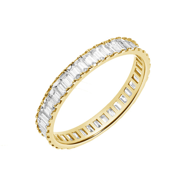 FJ0453 925 Sterling Silver Bold Diamond Baguette Ring