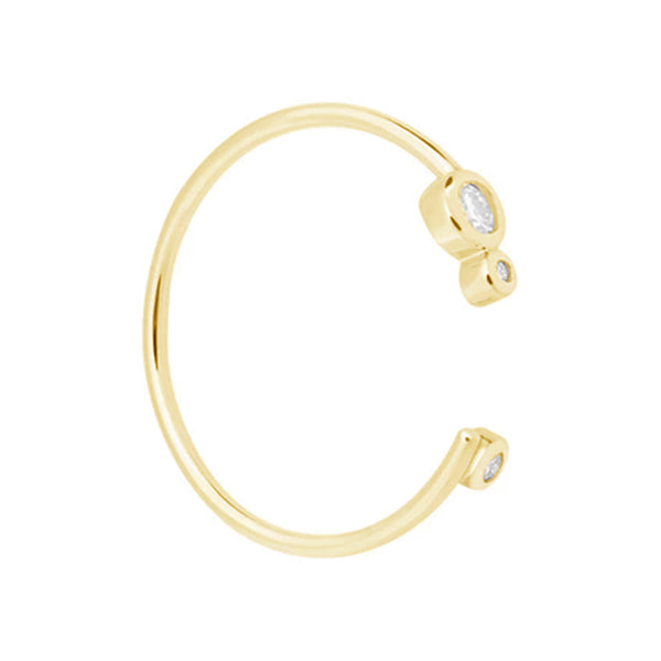 FJ0032 925 Sterling Silver Triple Diamond Open Ring