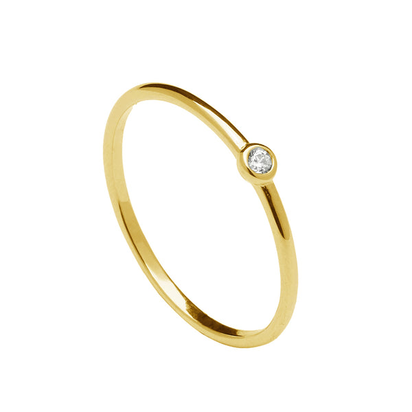 FJ0220 925 Sterling Silver Single Diamond Ring