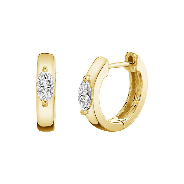 FE1199 925 Sterling Silver Zircon Center Huggies Earrings