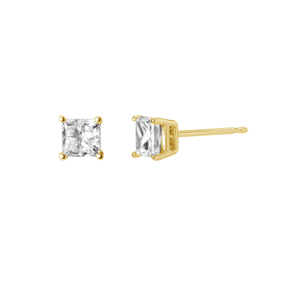 FE1066 925 Sterling Silver Square Zircon Stud Earrings