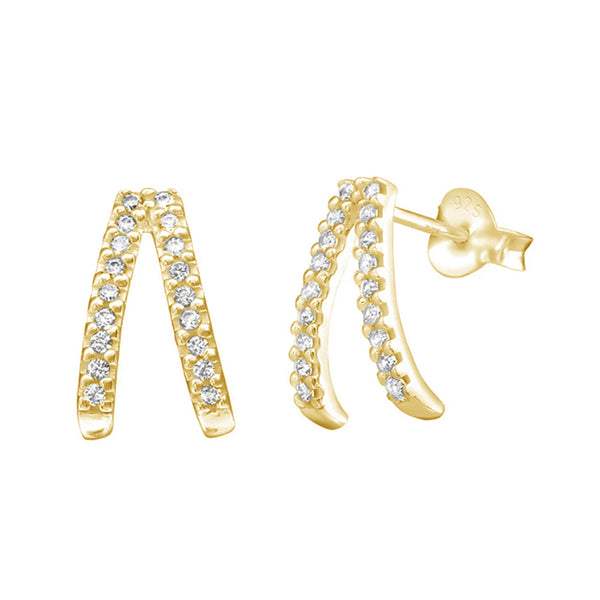 FE0138 925 Sterling Silver Double Sparkle Stud Earrings