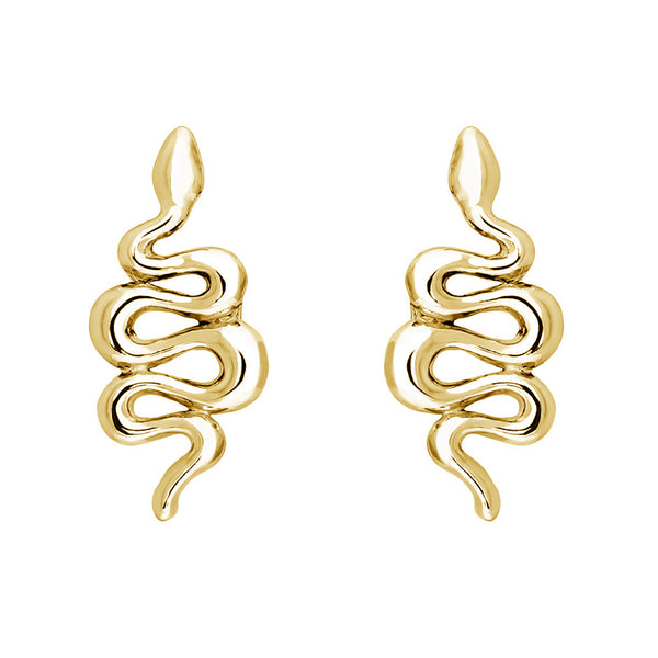 FE0285 925 Sterling Silver Gold Snake Stud Earrings