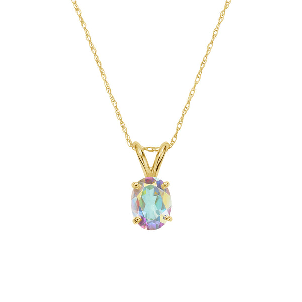 FX0429 925 Sterling Silver Opal Dangle Necklace