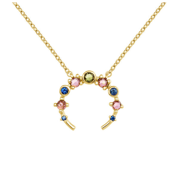 FX0103 925 Sterling Silver OX Horn Necklace with zircon