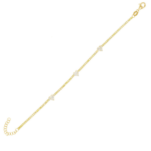FS0058 925 Sterling Silver Heart Zircon Tennis Bracelet