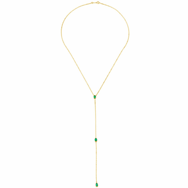 FX0436 925 Sterling Silver Green Zircon Lariat Necklace