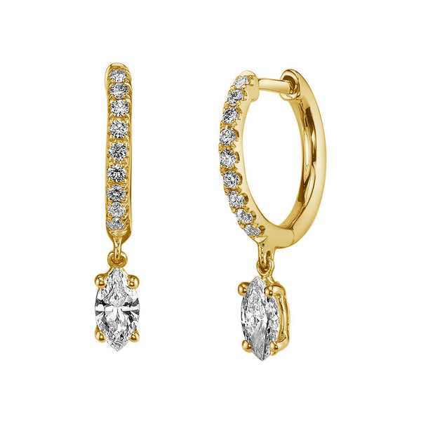 FE1208 925 Sterling Silver Zircon Drop Huggies Earrings