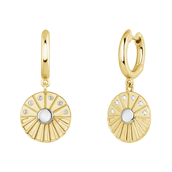 FE0295 925 Sterling Silver Circular Pendant Hoop Earrings