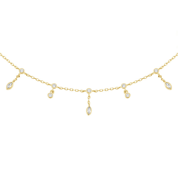 FX0218 925 Sterling Silver Zircon Beaded Necklace