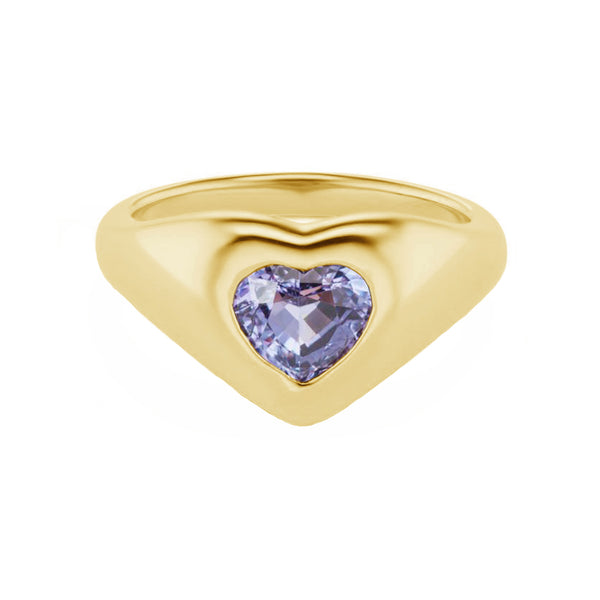 FJ0393 925 Sterling Silver Blue Zircon Heart Ring