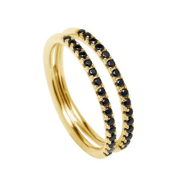 FJ0202 925 Sterling Silver Black Zircon Ring