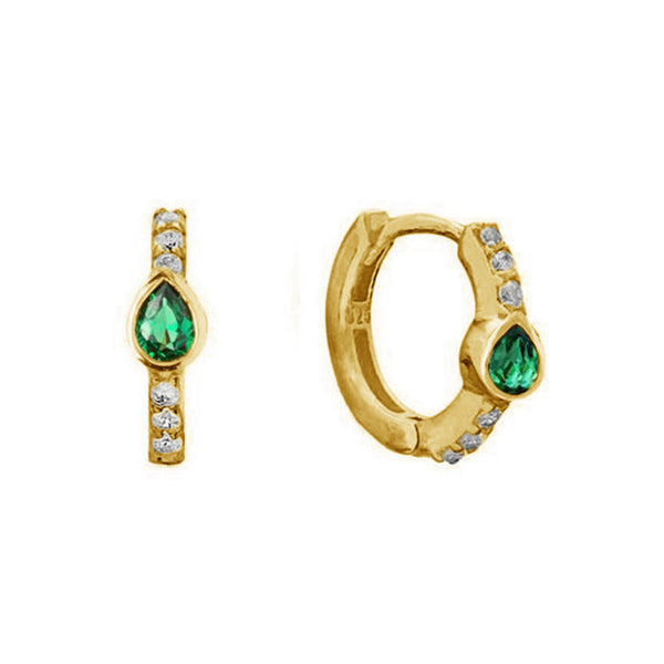 FE0782 925 Sterling Silver Crystal Teardrop Hoop Earrings