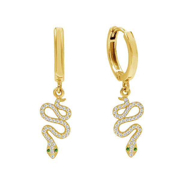 FE0100 925 Sterling Silver Sparkly Snake Hoop Earrings